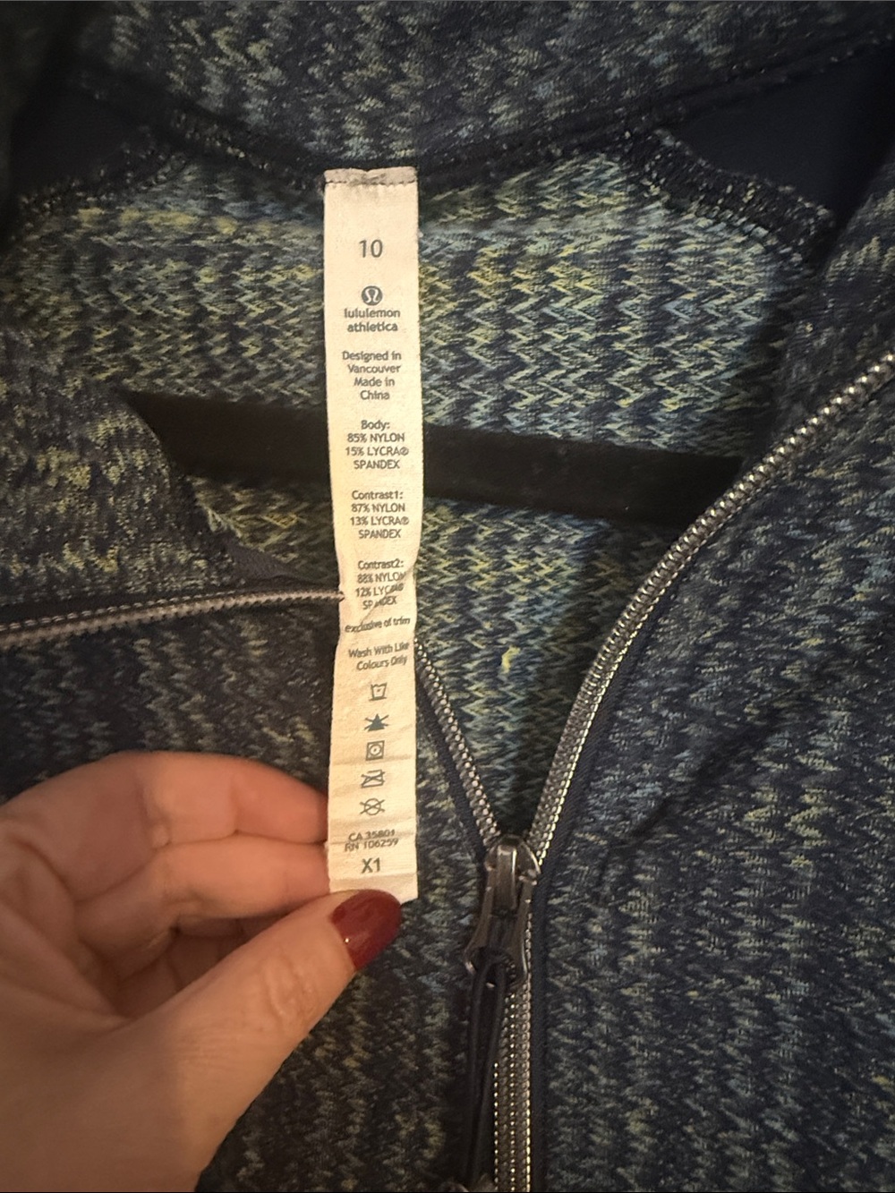 Lululemon Size 10 Blue Multicolor Full Zip Athletic Running Jacket - Picture 3 of 9